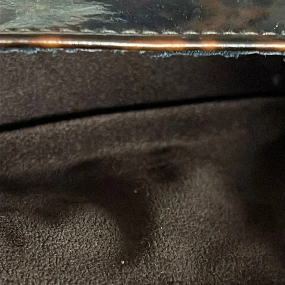 Authentic Tory Burch glass case. Animal print. Magnetic closure. Gold trim . EUC - Picture 3 of 7